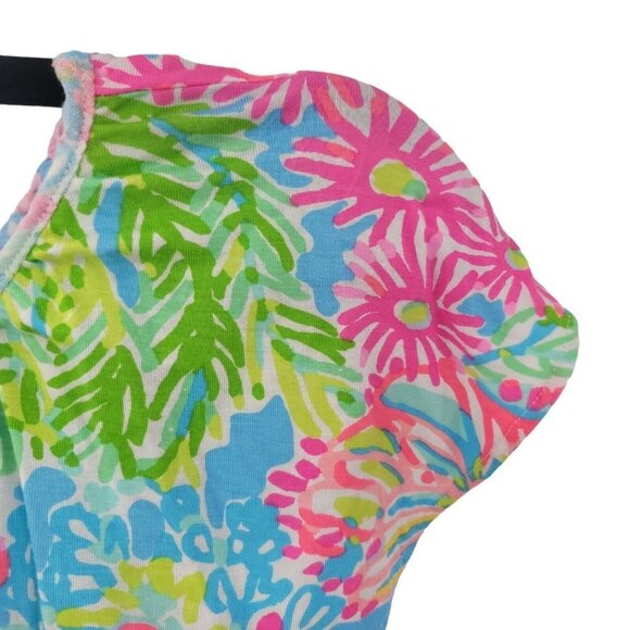 Lilly Pulitzer Floral One Shoulder Ruffle Top Womens Small Coral Beach Vacation - Picture 5 of 7